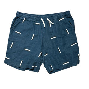 Alex Crane Bo Shorts Icehouse Blue Graphic Mens Linen Drawstring Shorts Medium